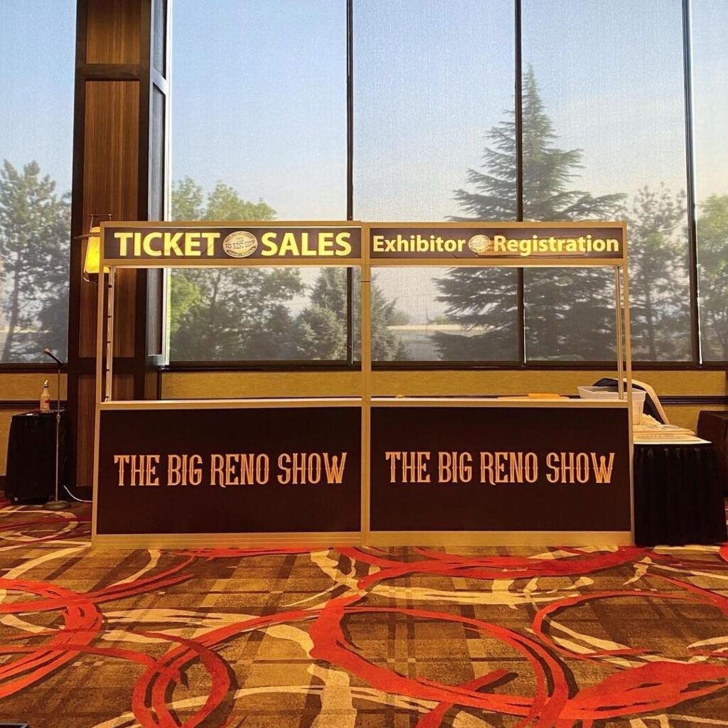 Ticket and Vendor Registration Big Reno Show - The Big Reno Show Ticket Sales and Vendor Registration booths at the Big Reno Show held at the Nugget Casino Resort in Sparks, NV.