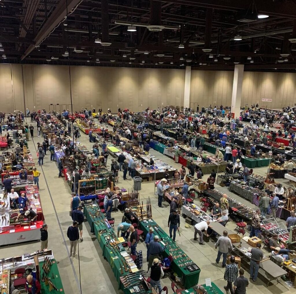 Vendor booths at big reno show - The Big Reno Show Aerial view of vendor booths and customers shopping at the Big Reno Show at the Nugget Casino Resort in Sparks, Nevada